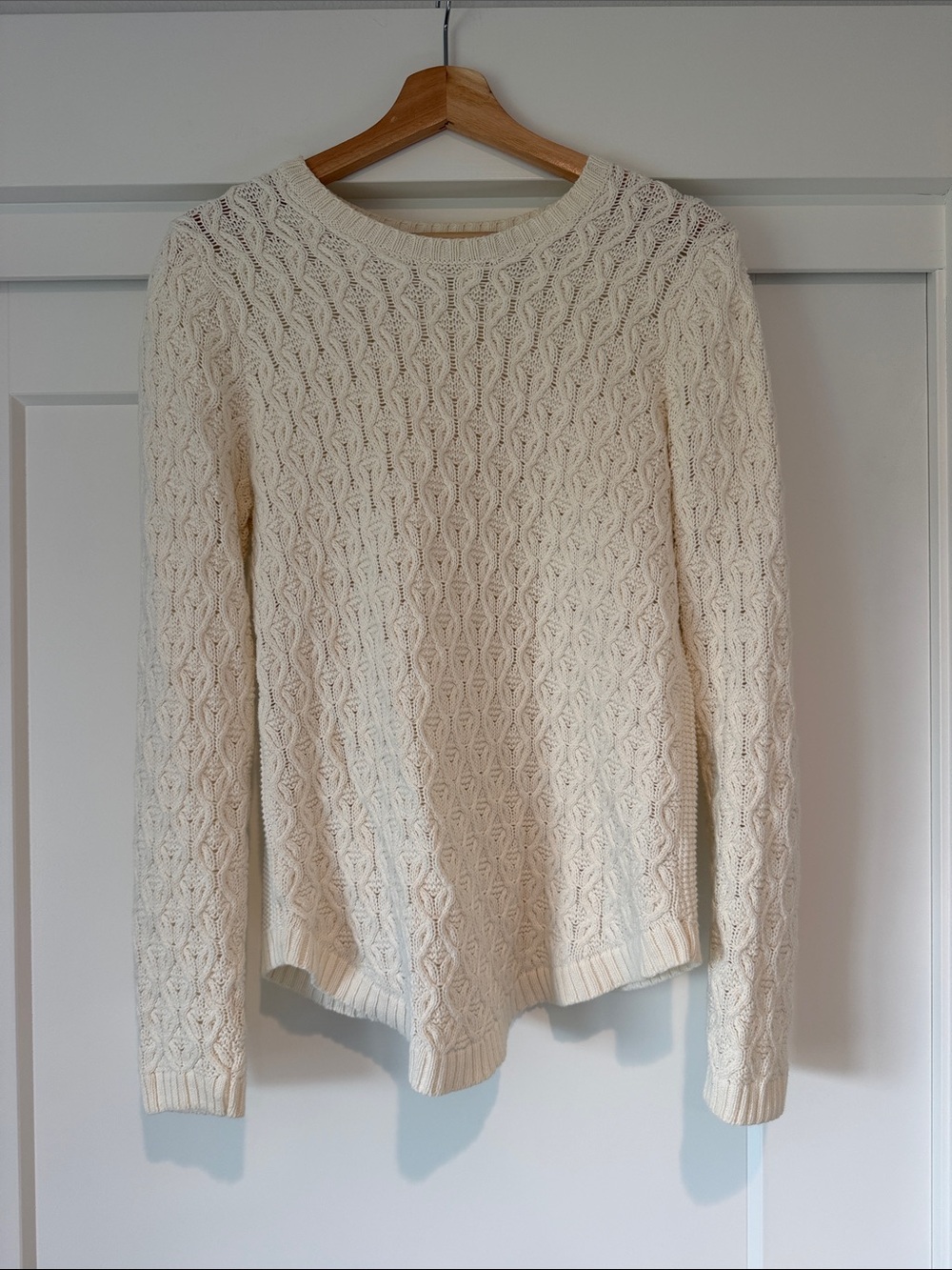 JEANNE PIERRE Cream Cable Crewneck Sweater